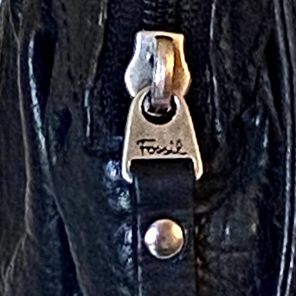 Fossil Marlow Mini Black Leather Pouch Purse Crossbody - Picture 6 of 9